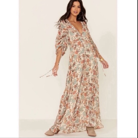 NWT Free People Earth Folk Tea Combo Maxi Dress S - Picture 2 of 14
